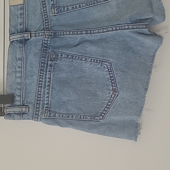 All Saints Kate High Waist Distressed Cut Off Patch Denim Shorts Size 26 - Picture 9 of 14